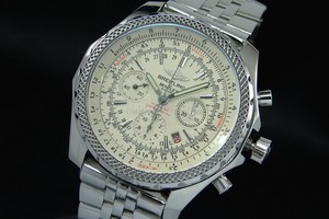 Breitling Bentley Chronograph Swiss 7750 Mens Automatic White Dial