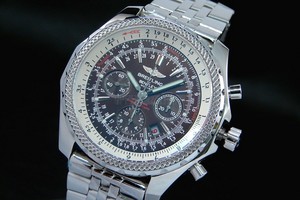 Breitling Bentley Chronograph Swiss 7750 Mens Automatic Black Dial